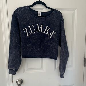 Zumba Fitness Cropped Mineral-Wash Crewneck Sweater - NWT